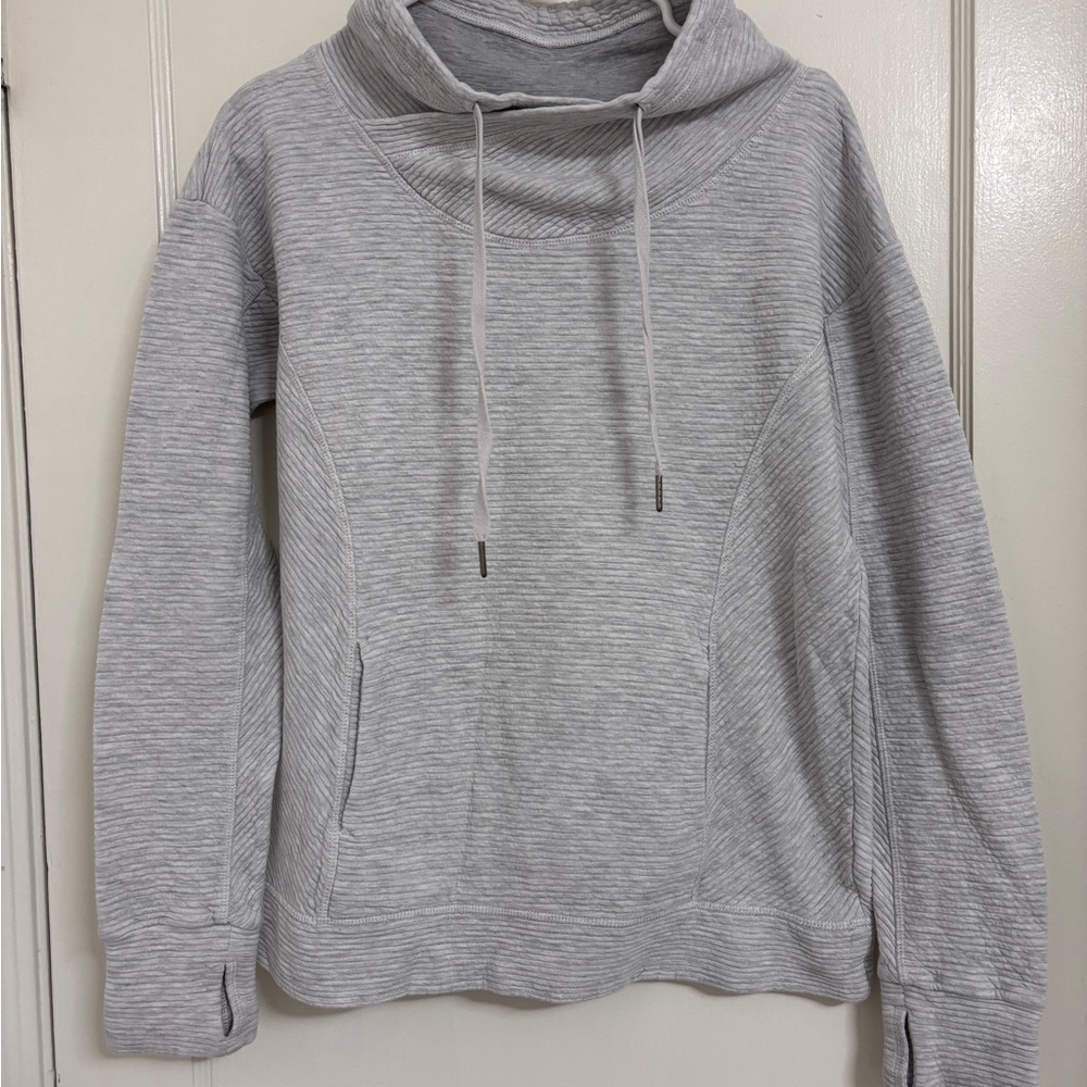 Gray Ribbed Cowl Neck